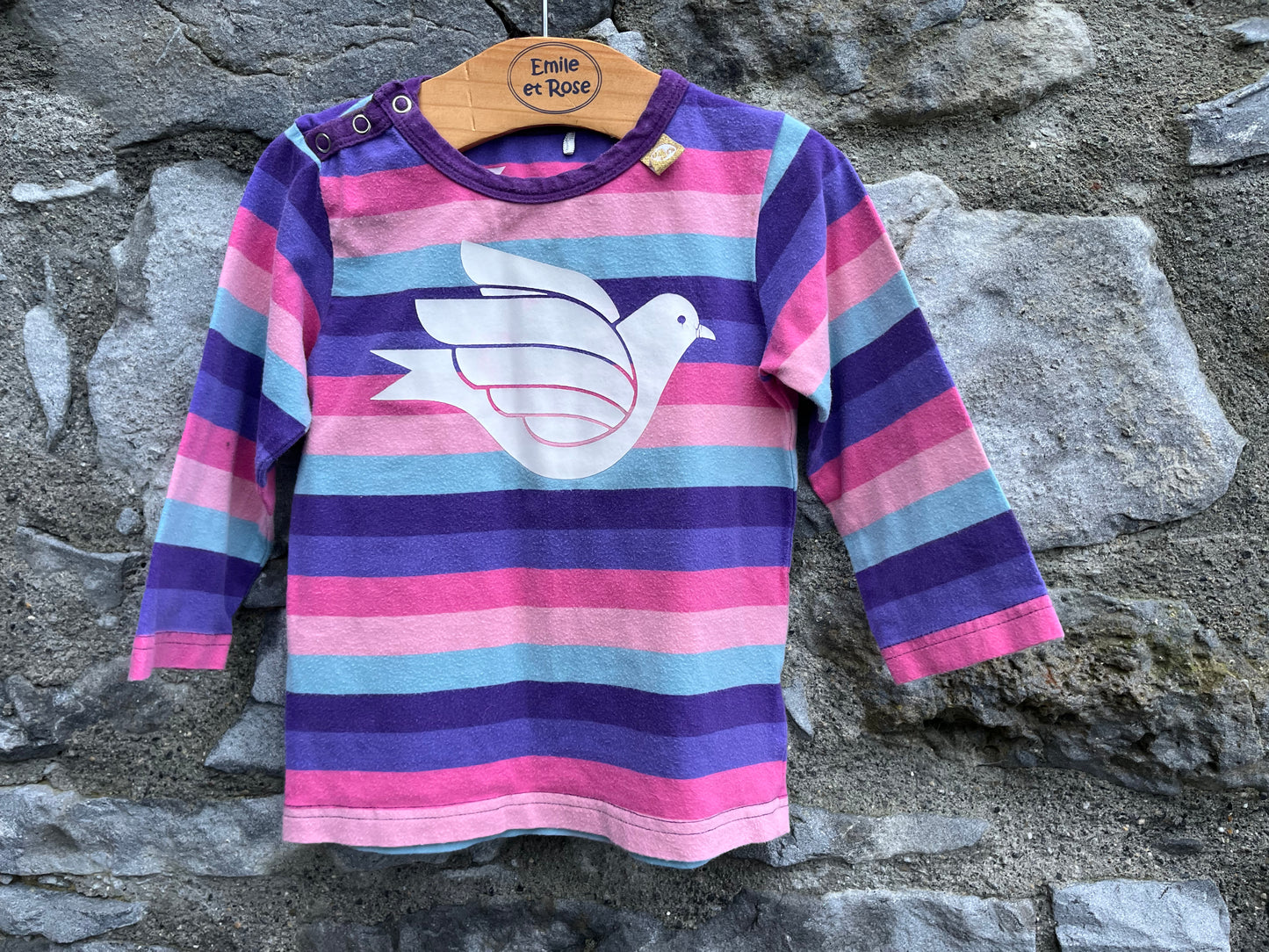 Stripy dove top  12-18m (80-86cm)