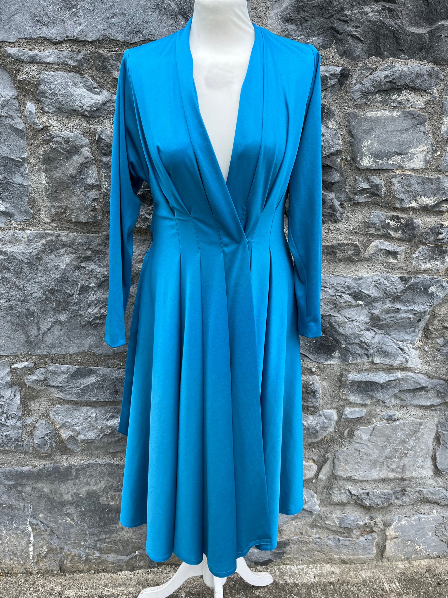 80s blue wrap dress uk 6-8