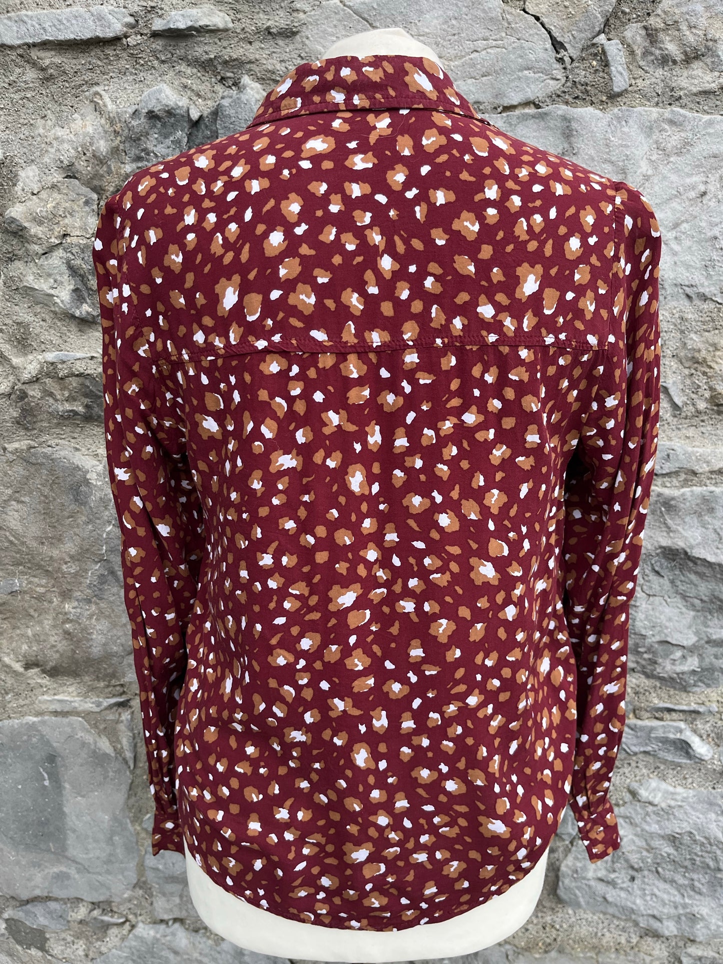 Maroon spotty shirt  uk 8-10