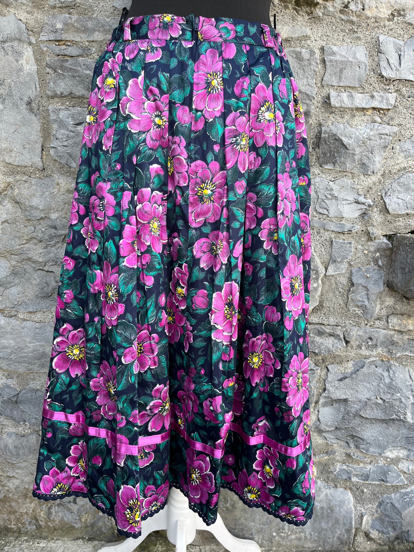 80s folk floral skirt uk 10-14