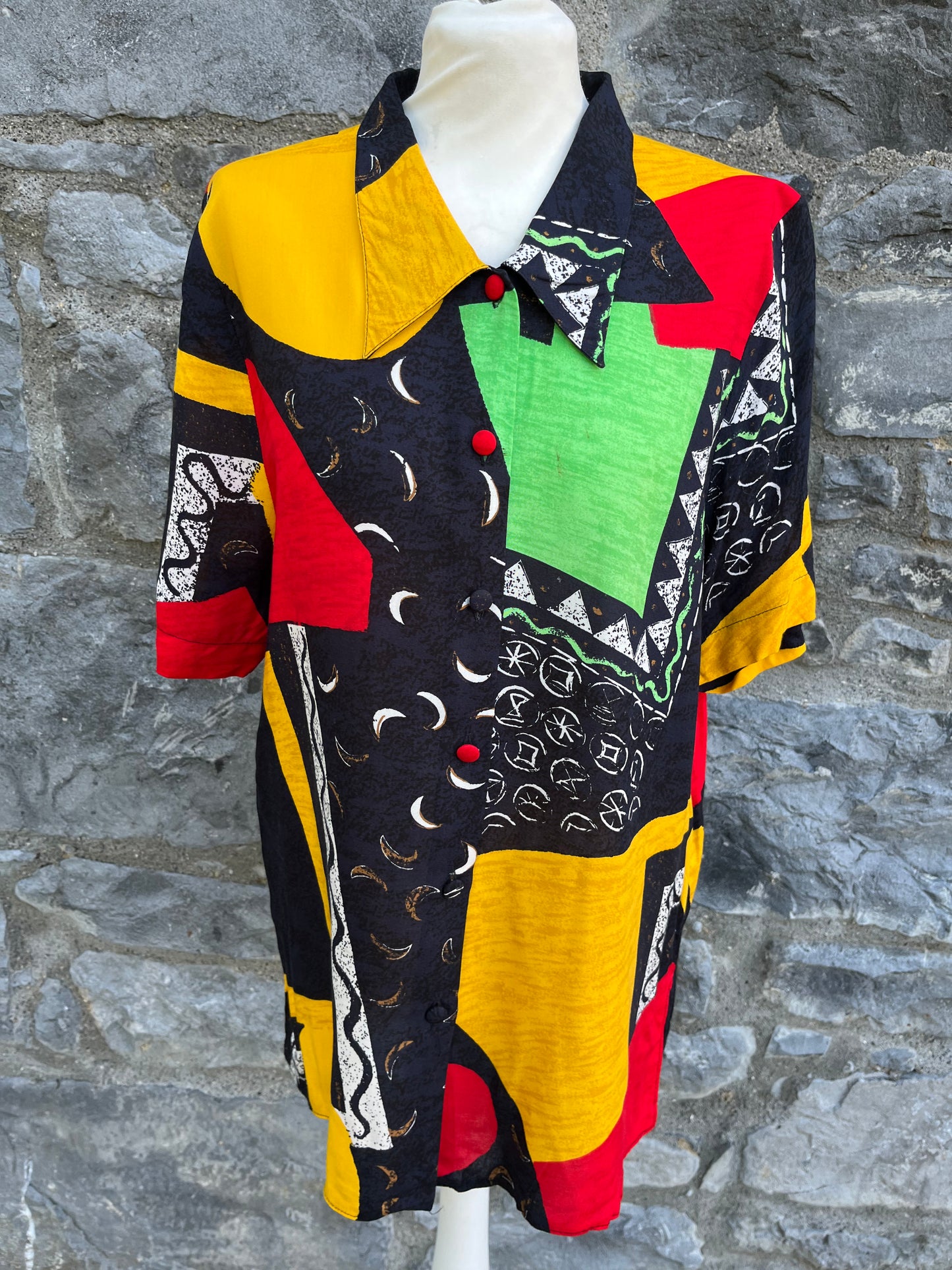 80s patchwork shirt S/M