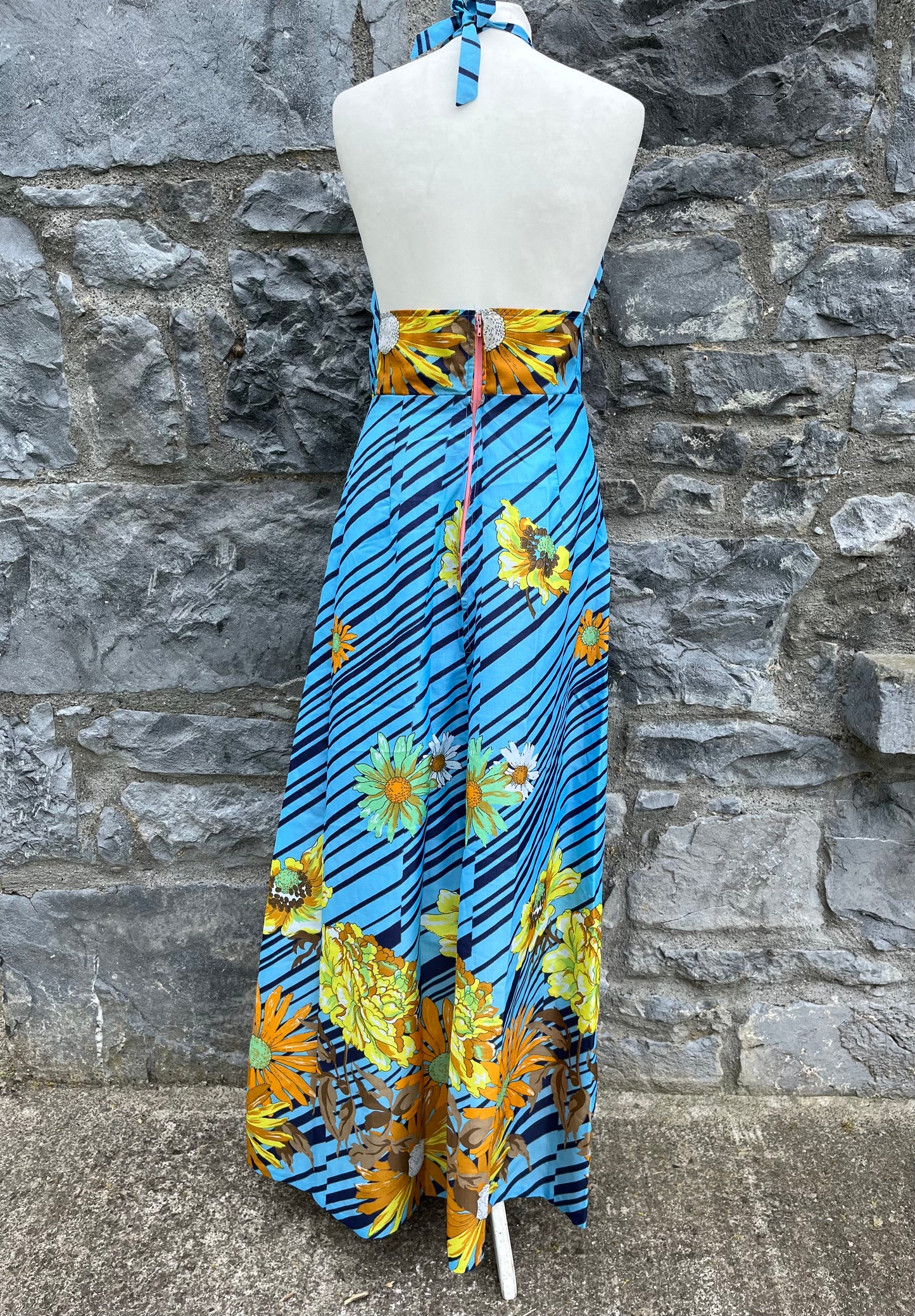 70s blue maxi dress uk 6-8