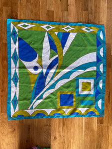 Blue-green geometric scarf