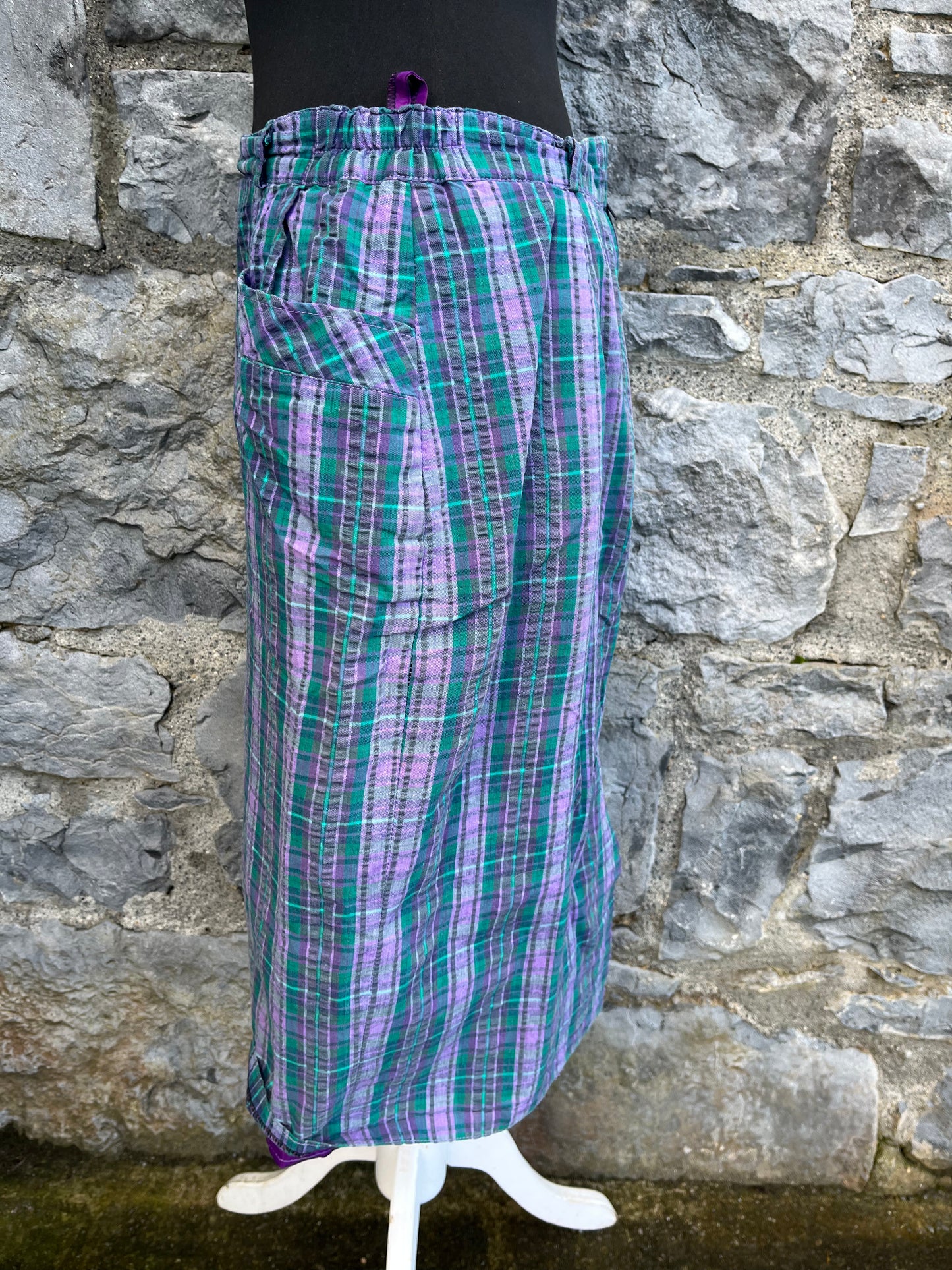 80s purple check skirt uk 14