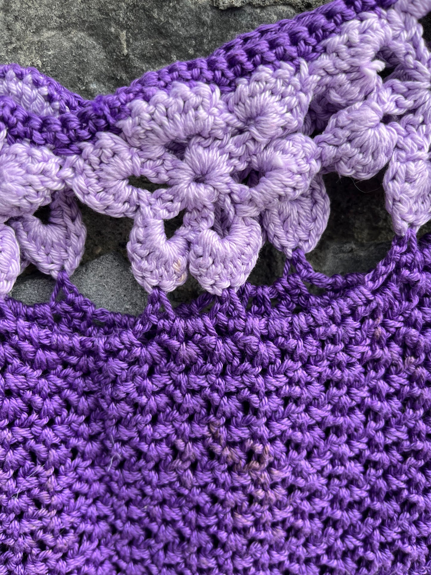 Purple crochet pinafore  9y (134cm)