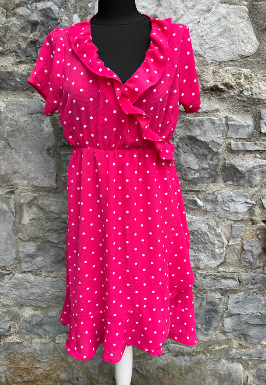 Pink polka dots maternity dress uk 10-12