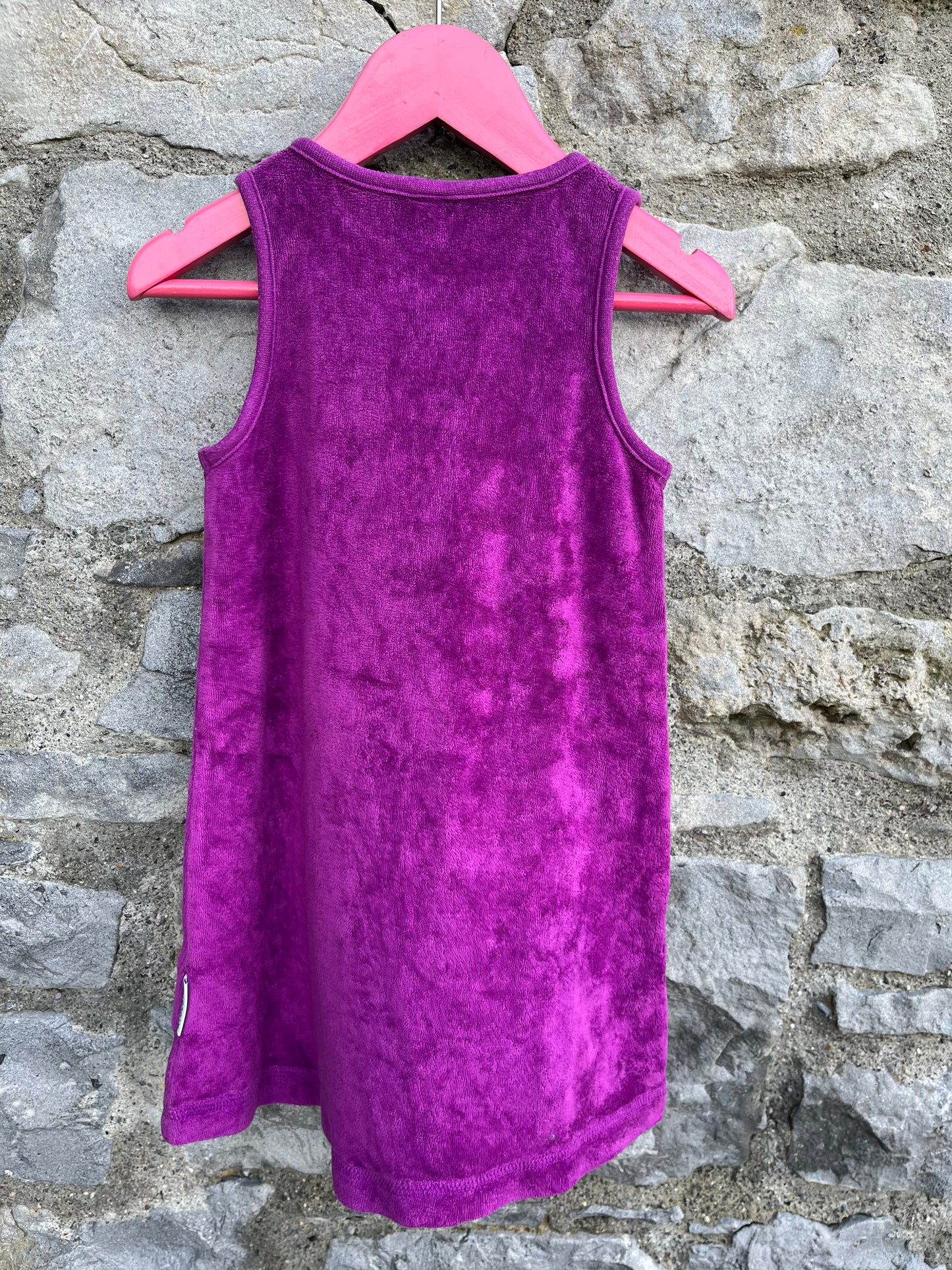 Purple velour bunny pinafore  2y (92cm)