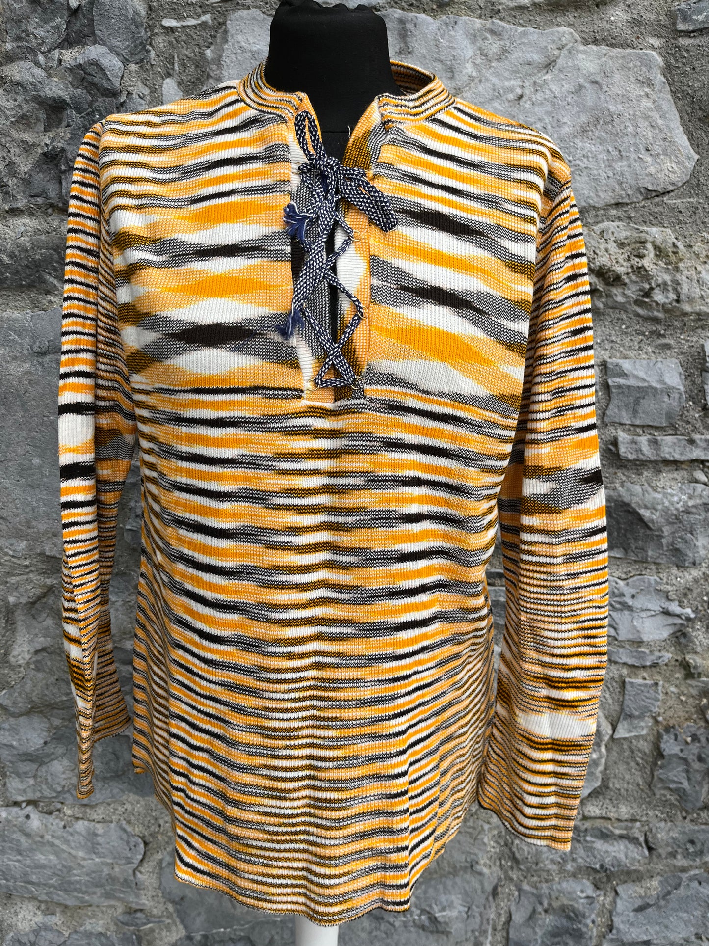 80s yellow stripy top uk 10-12