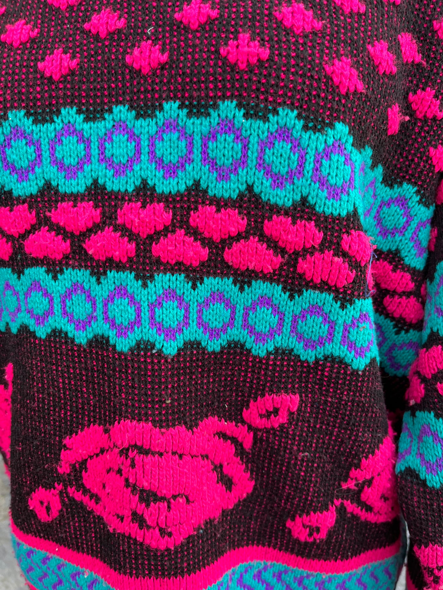 80s pink&blue jumper uk 8-12