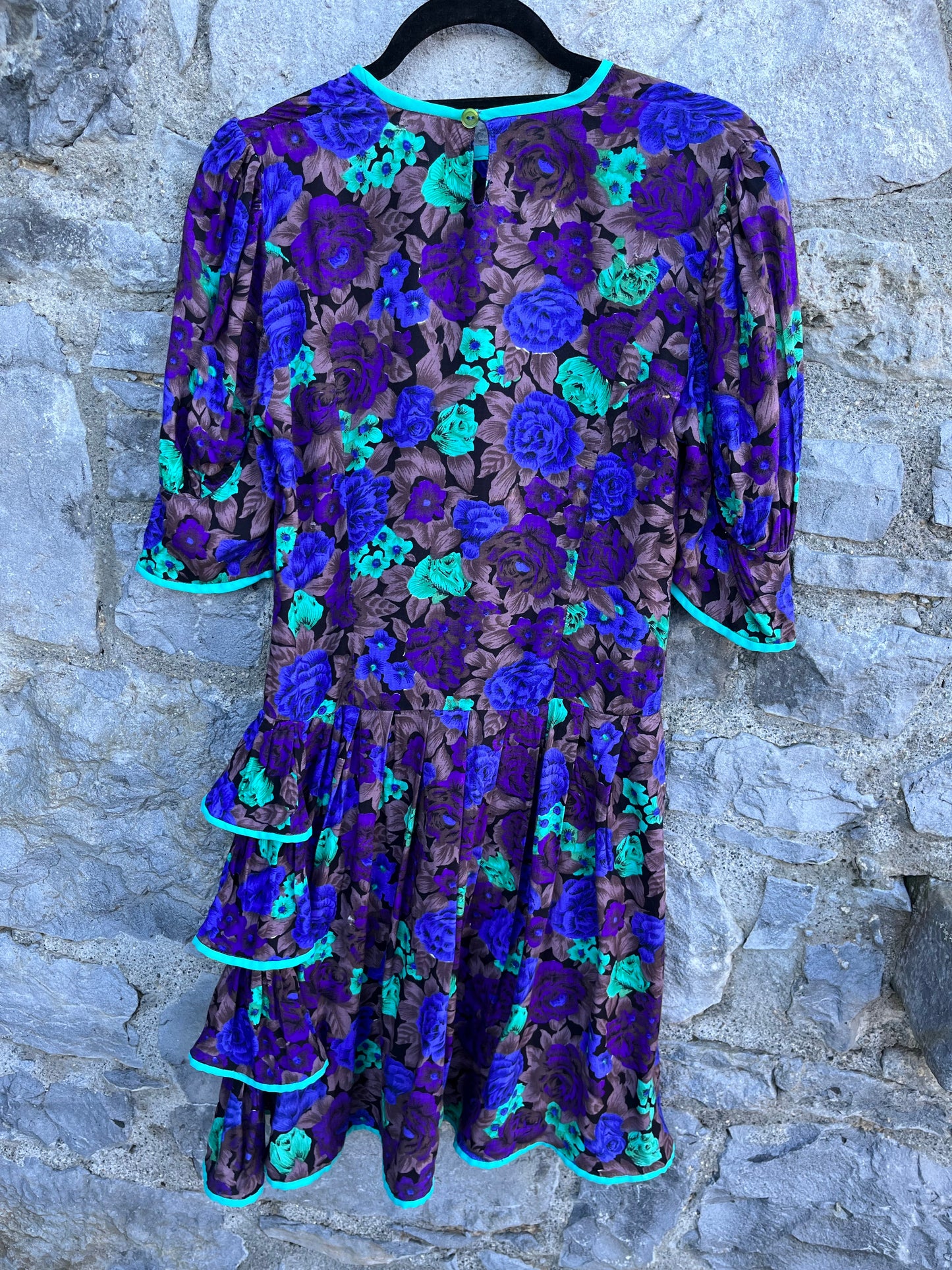 80s floral&ruffles dress uk 6