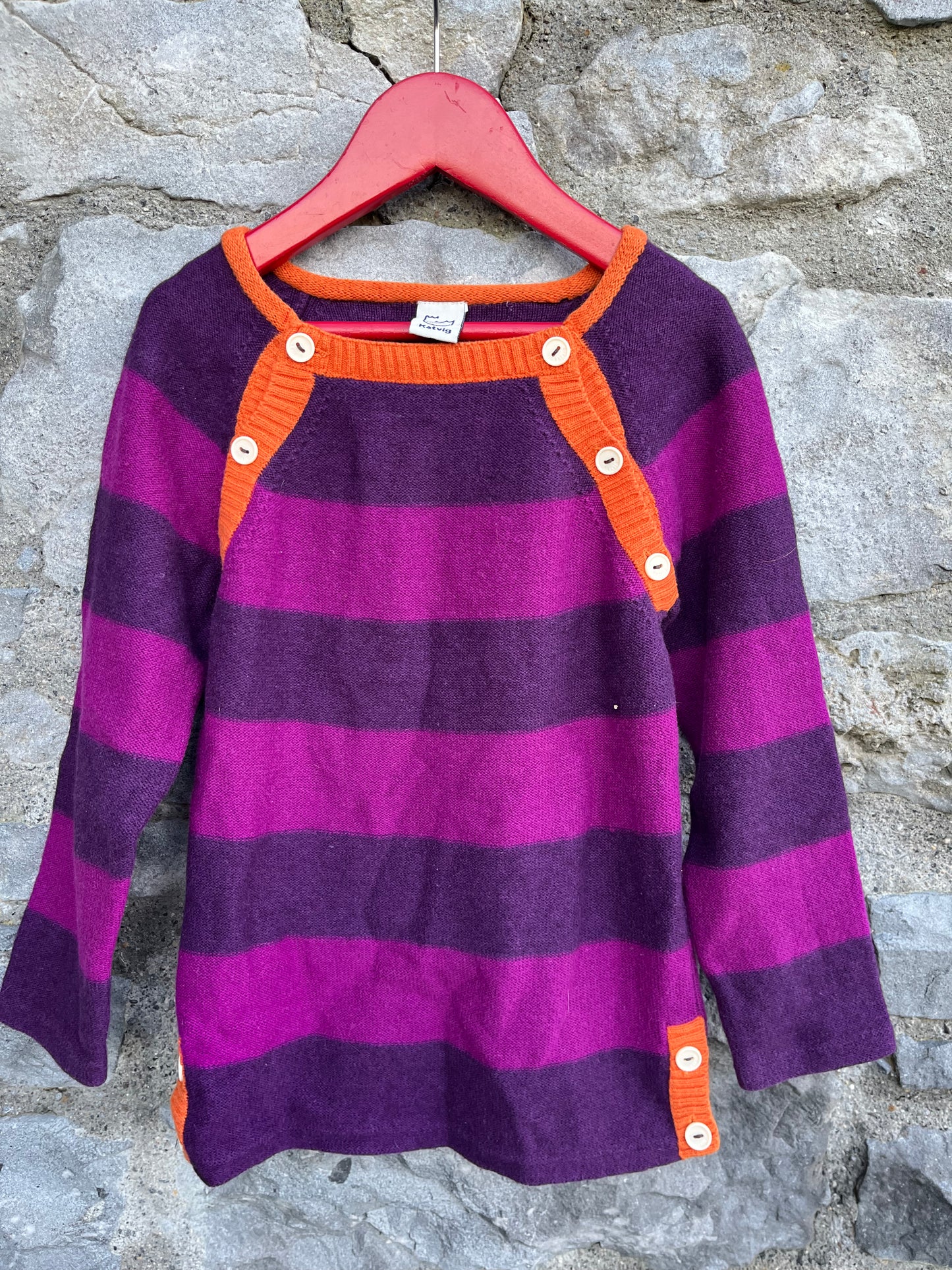 Purple stripy jumper  6y (116cm)