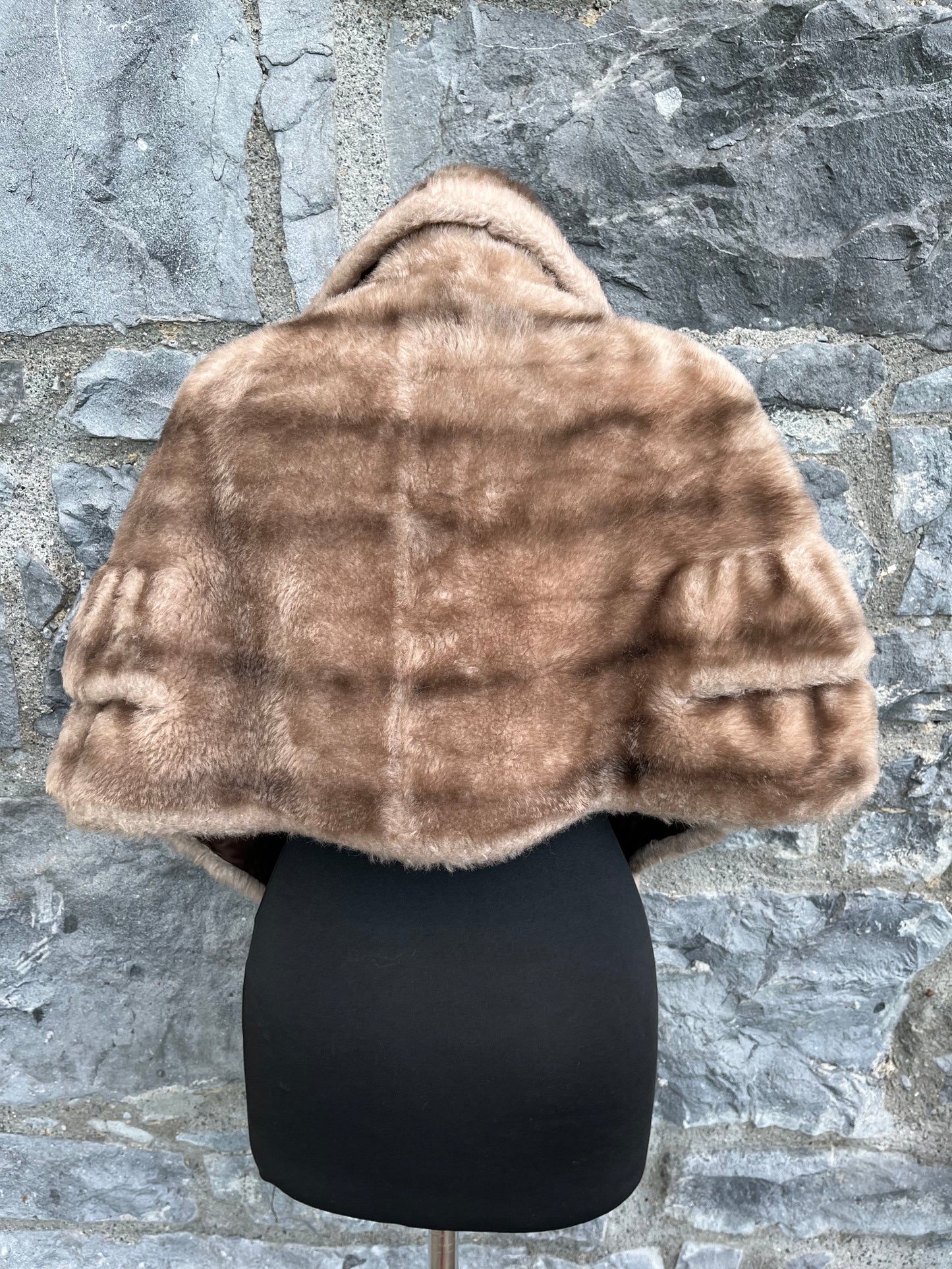 70s brown faux fur cape uk 8-12