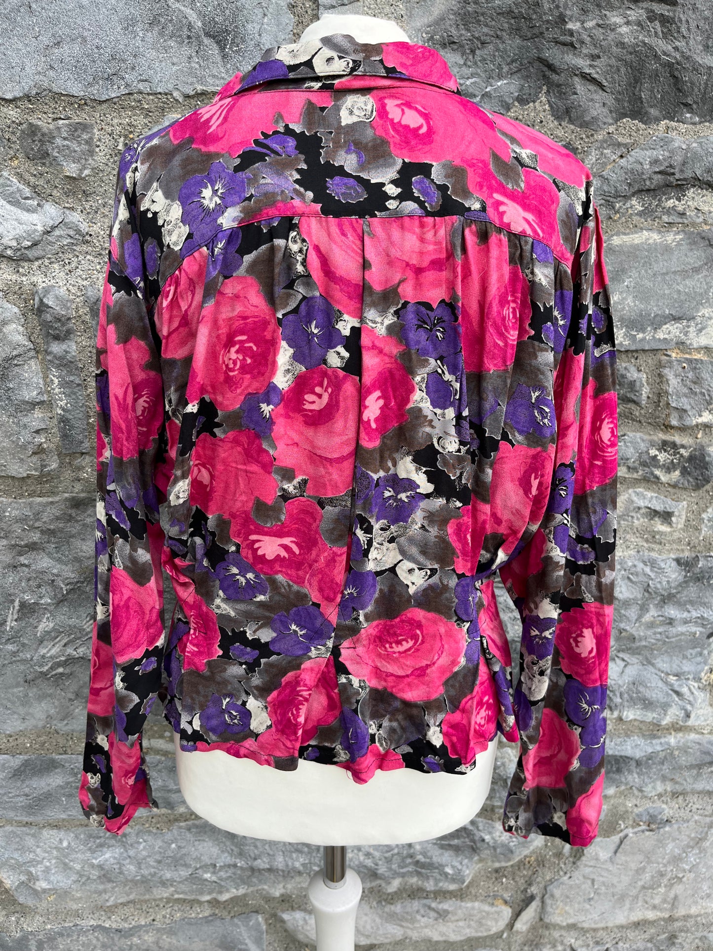 80s pink floral blouse uk 10