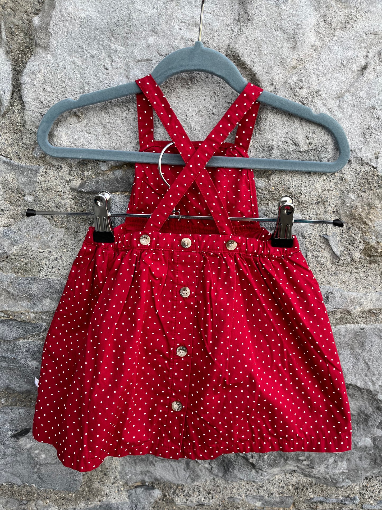 Red spotty pinafore   3-6m (62-68cm)