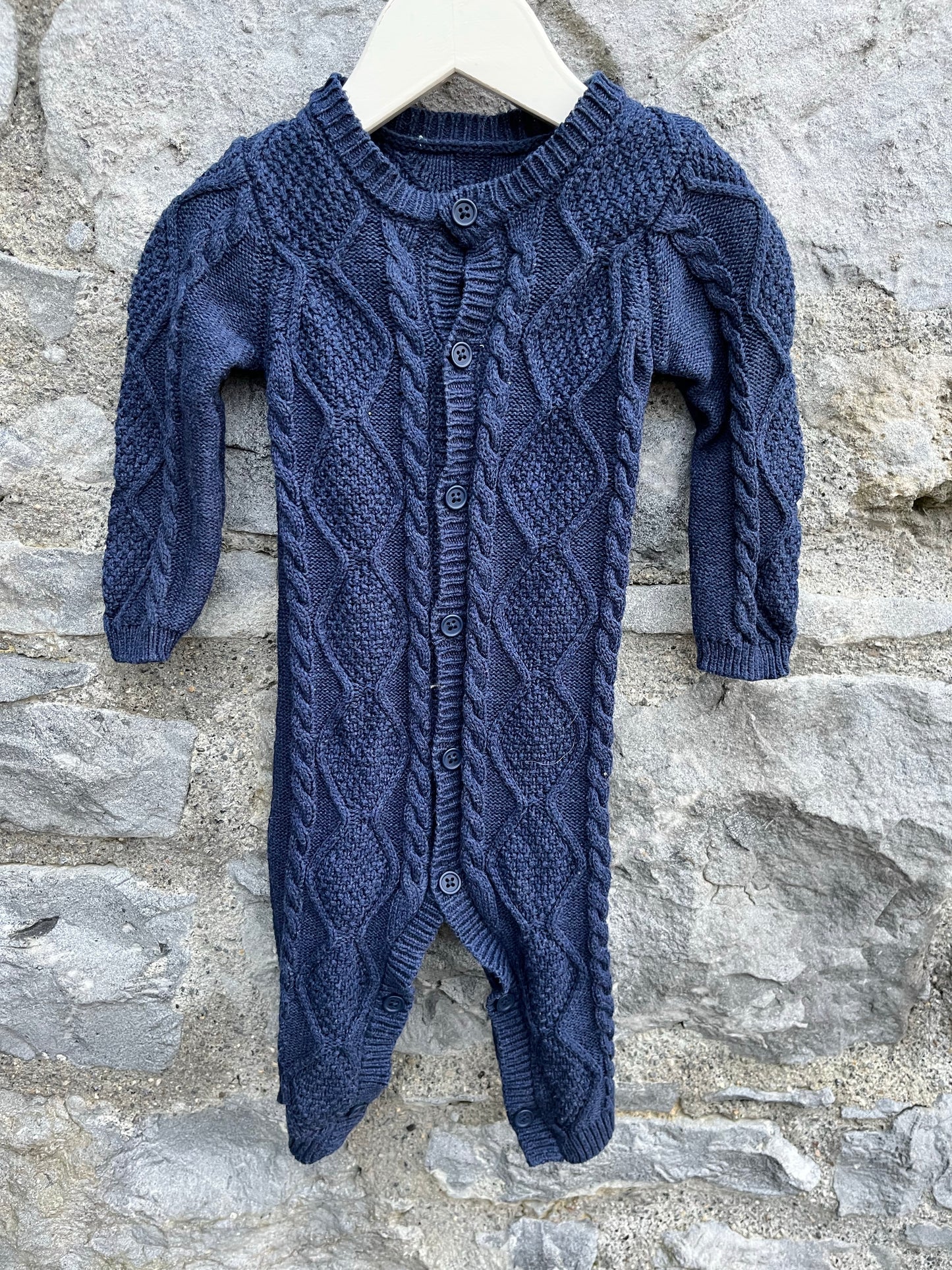 Navy knitted onesie   3-6m (62-68cm)