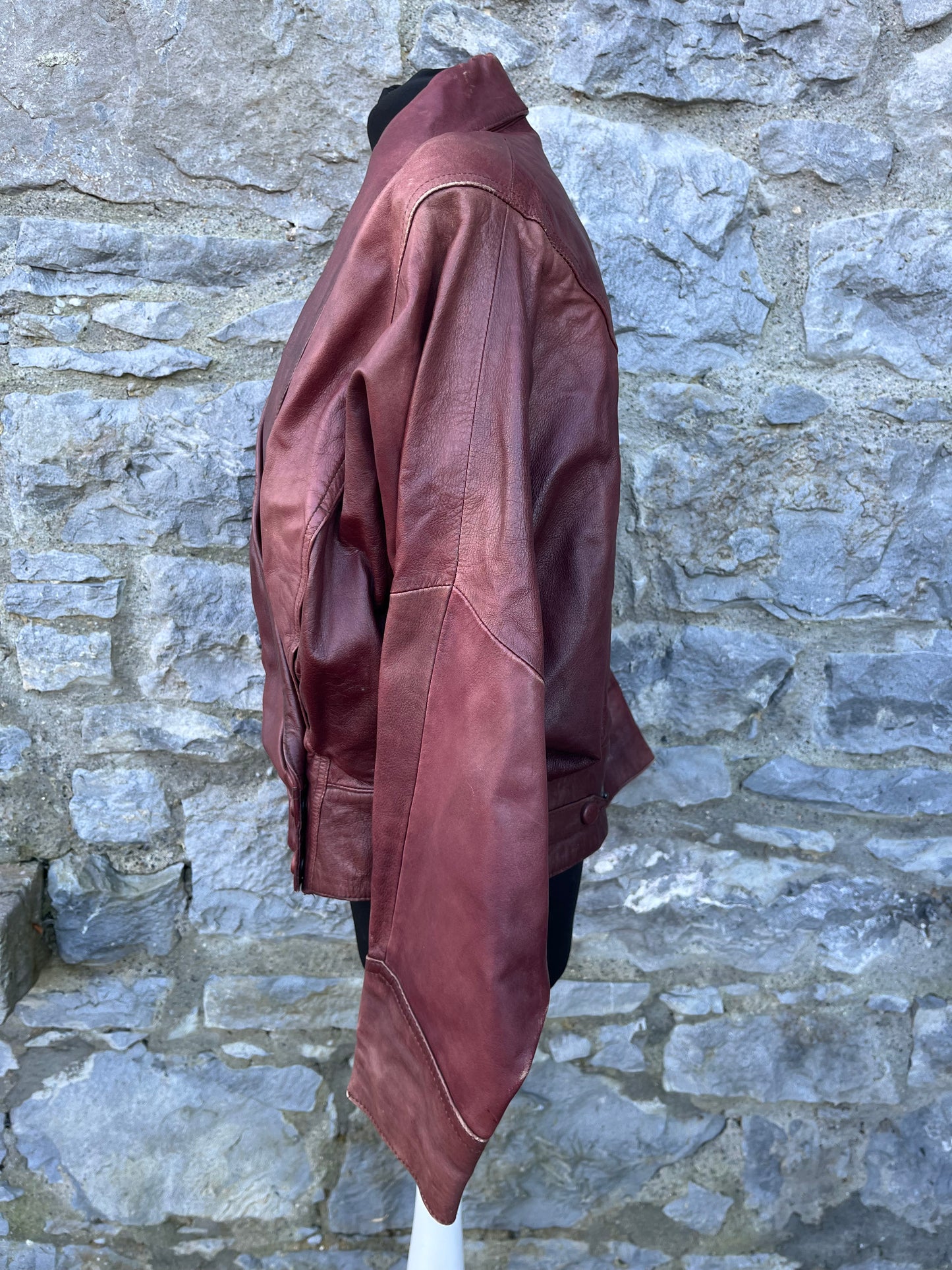 80s maroon leather jacket uk 12-14