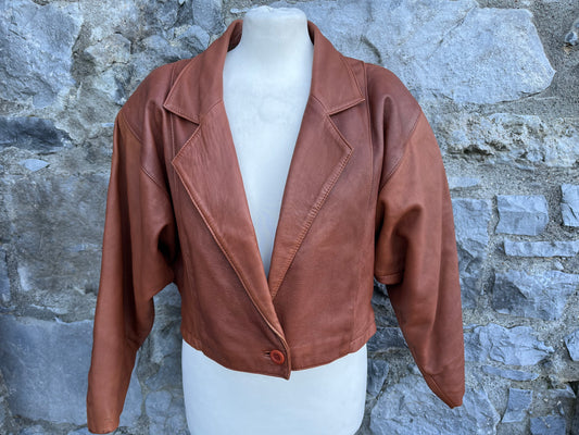 80s leather short jacket   uk 10-12