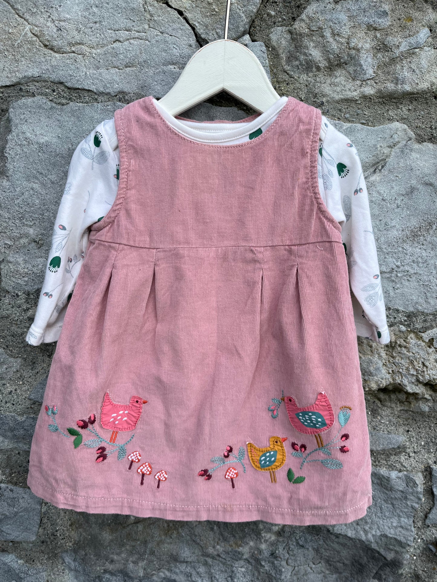 Pink cord dress&vest   3-6m (62-68cm)