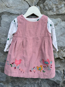 Pink cord dress&vest   3-6m (62-68cm)