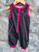 Load image into Gallery viewer, Grey&amp;pink dungarees  3-6m (62-68cm)
