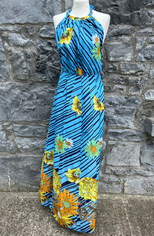 70s blue maxi dress uk 6-8