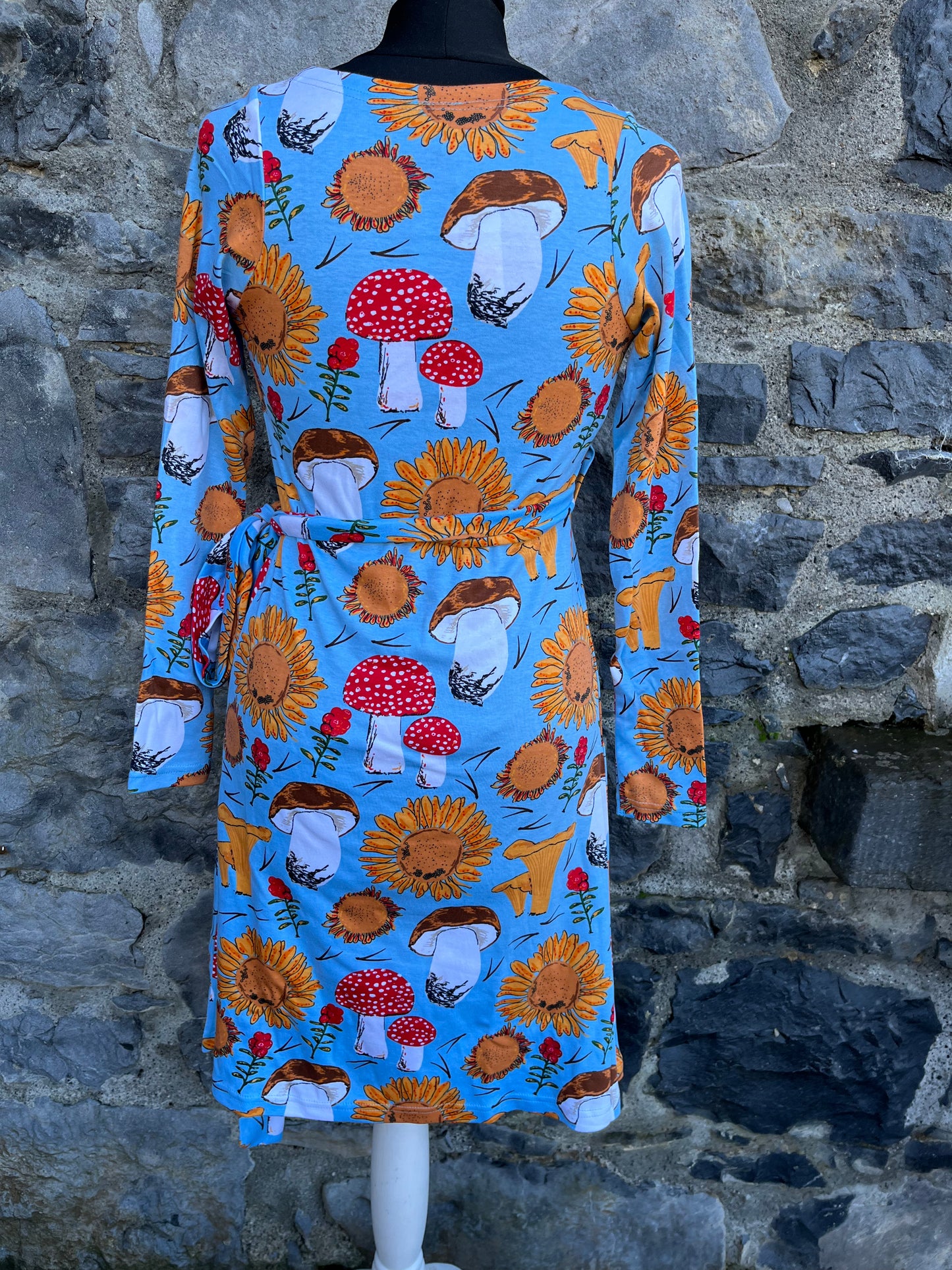 Mushrooms&sunflowers wrap dress  uk 4-6