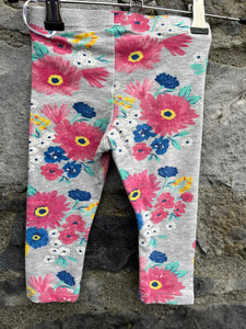 Grey floral leggings   9-12m (74-80cm)