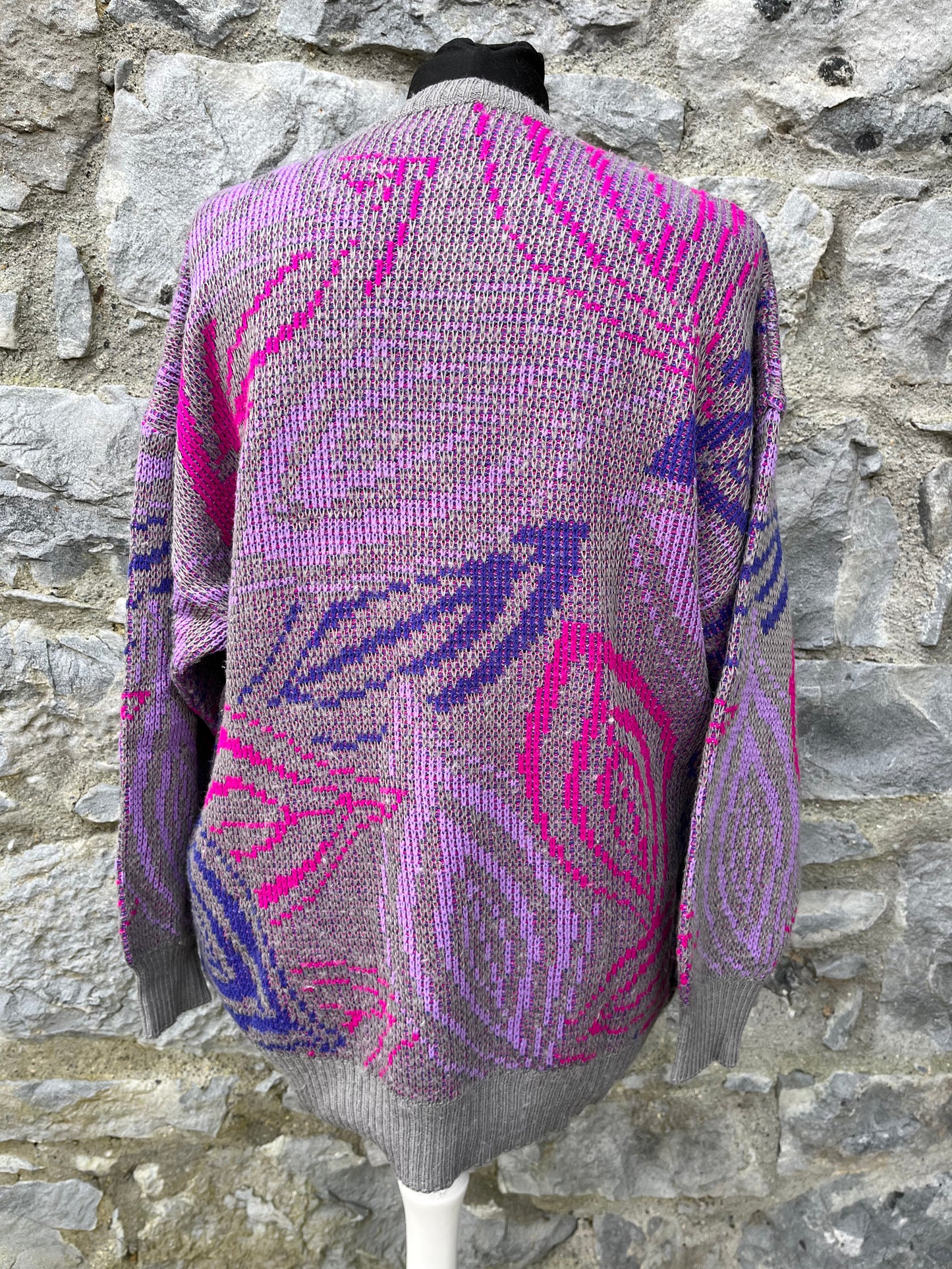 80s pink leaves jumper uk 12-14