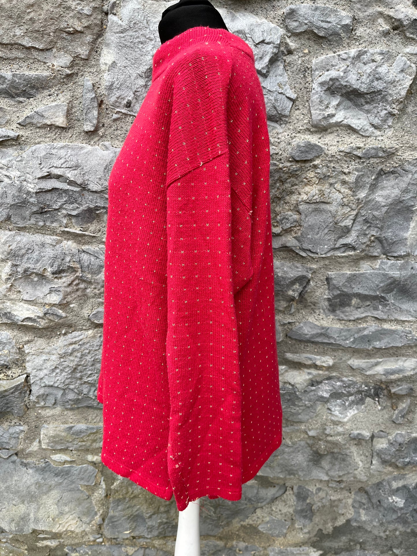 Gold dots red jumper uk 12