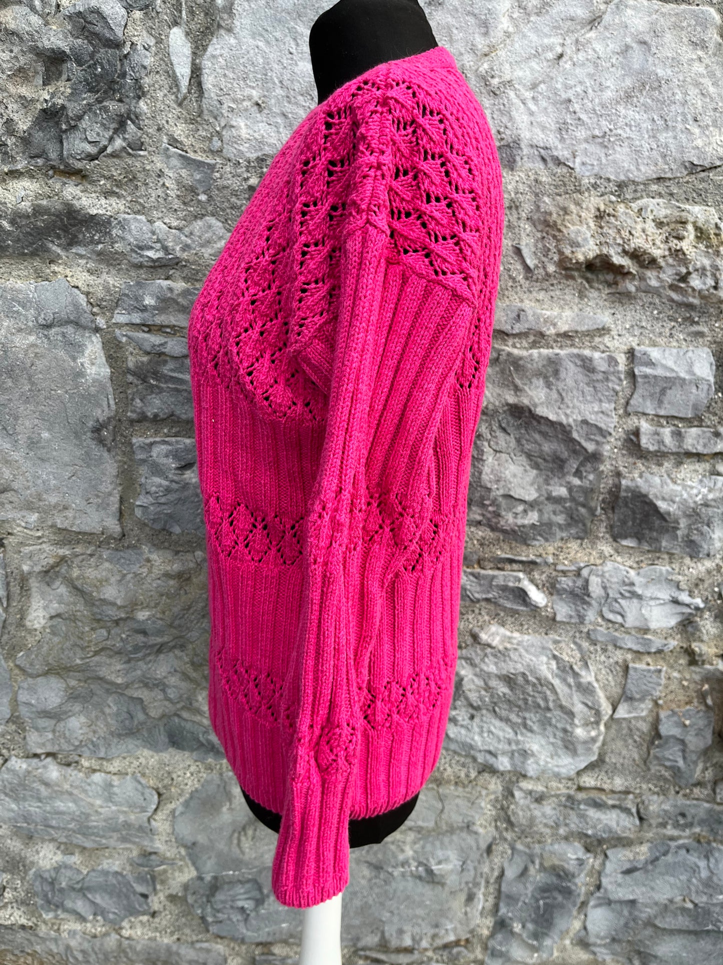 90s pink pointelle jumper uk 10-12