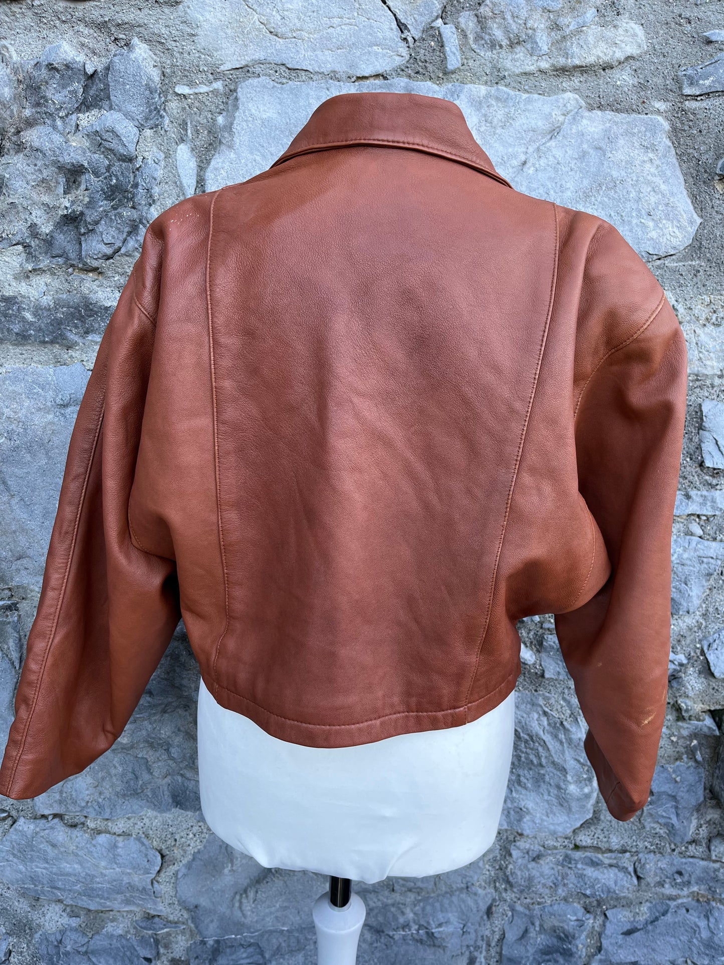 80s leather short jacket   uk 10-12