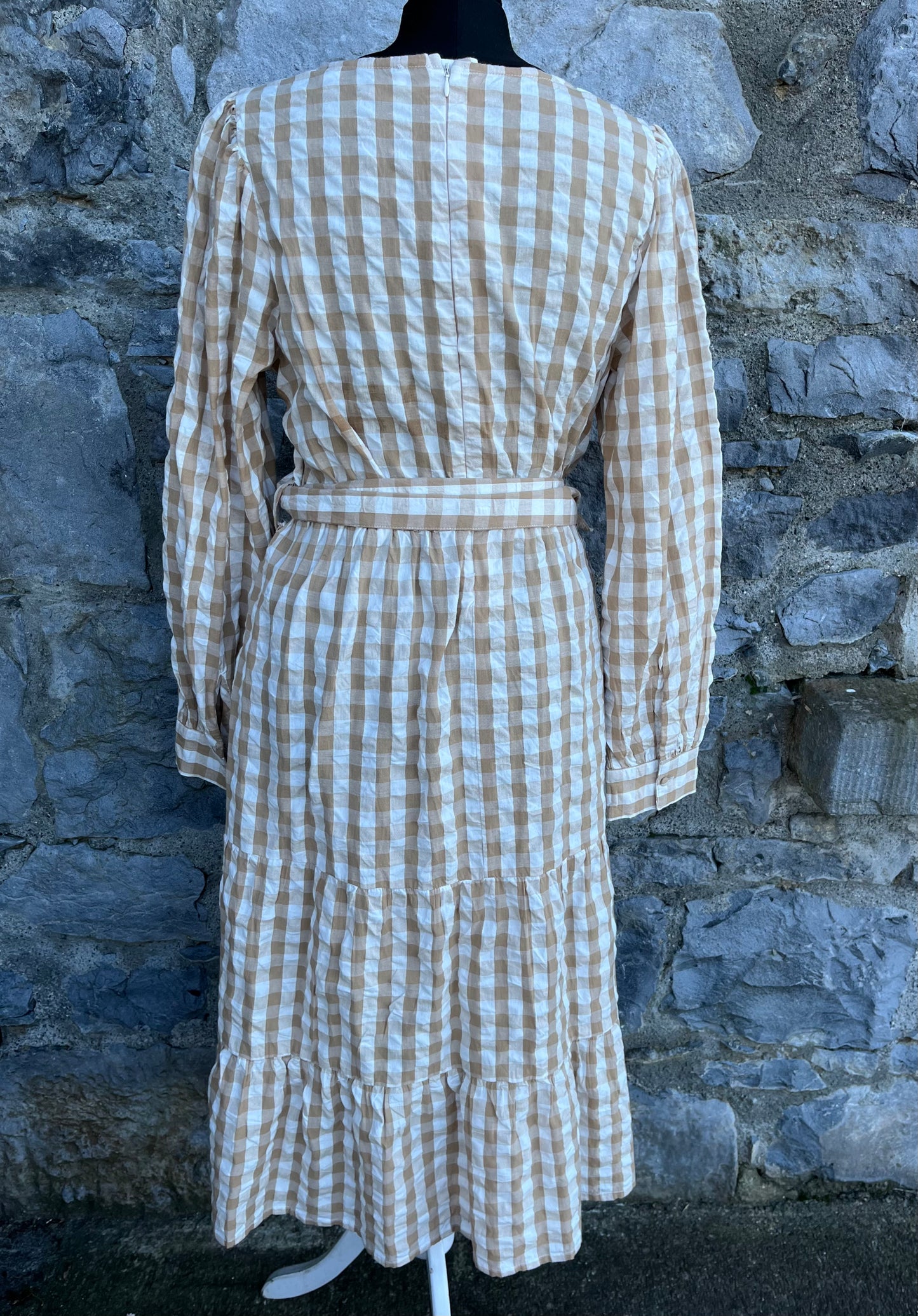 Beige check maxi dress uk 10