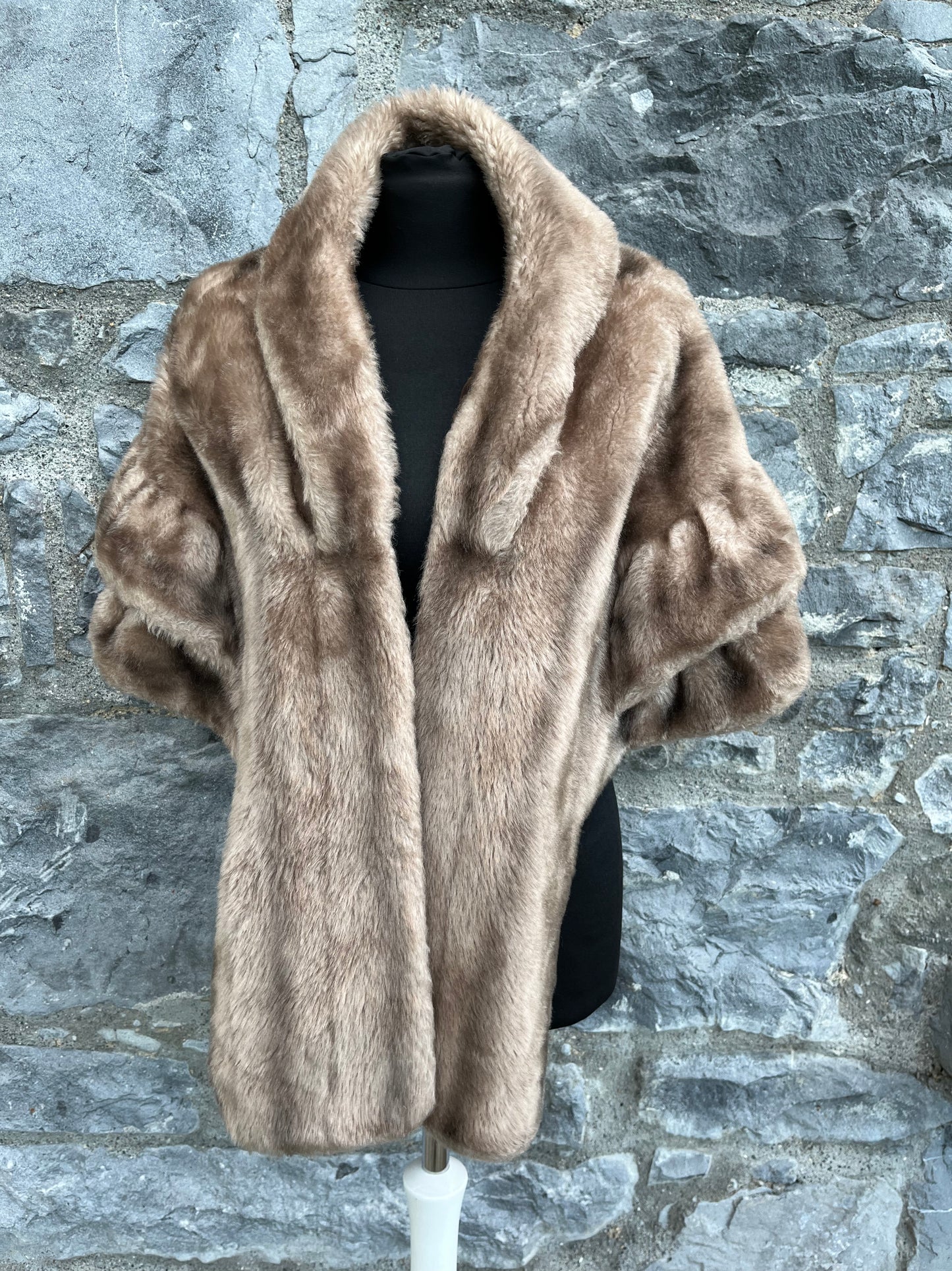 70s brown faux fur cape uk 8-12