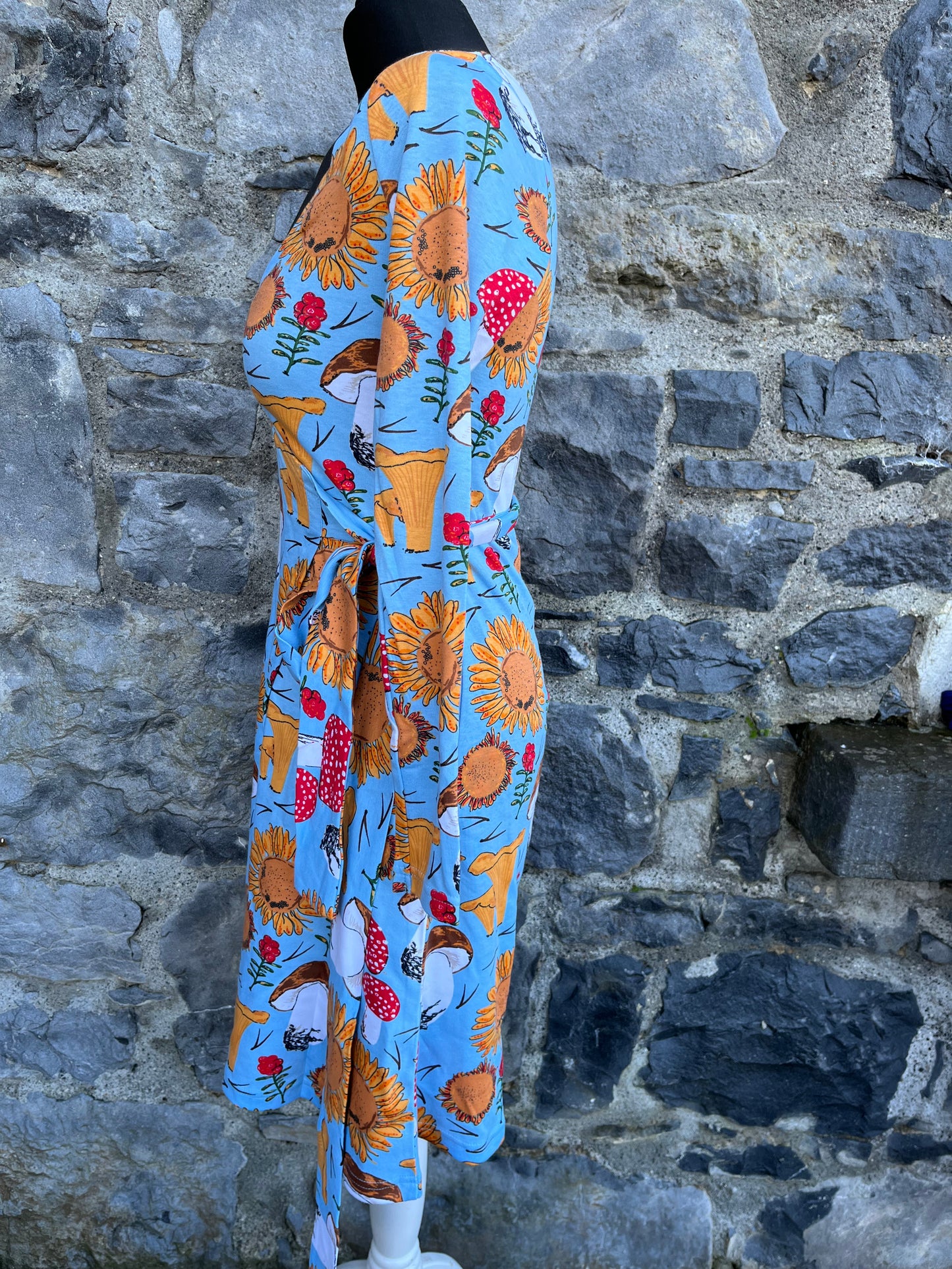 Mushrooms&sunflowers wrap dress  uk 4-6