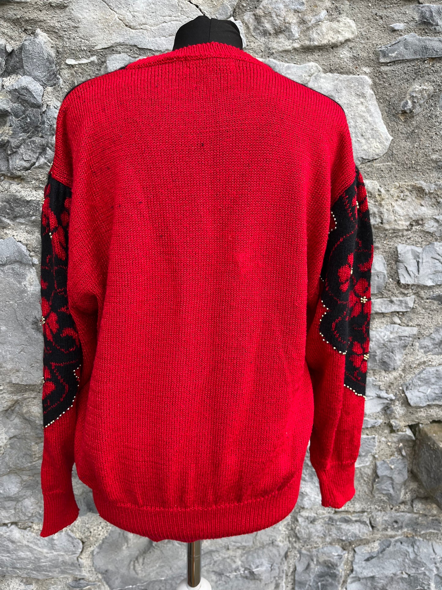 80s red embroidered jumper uk 12