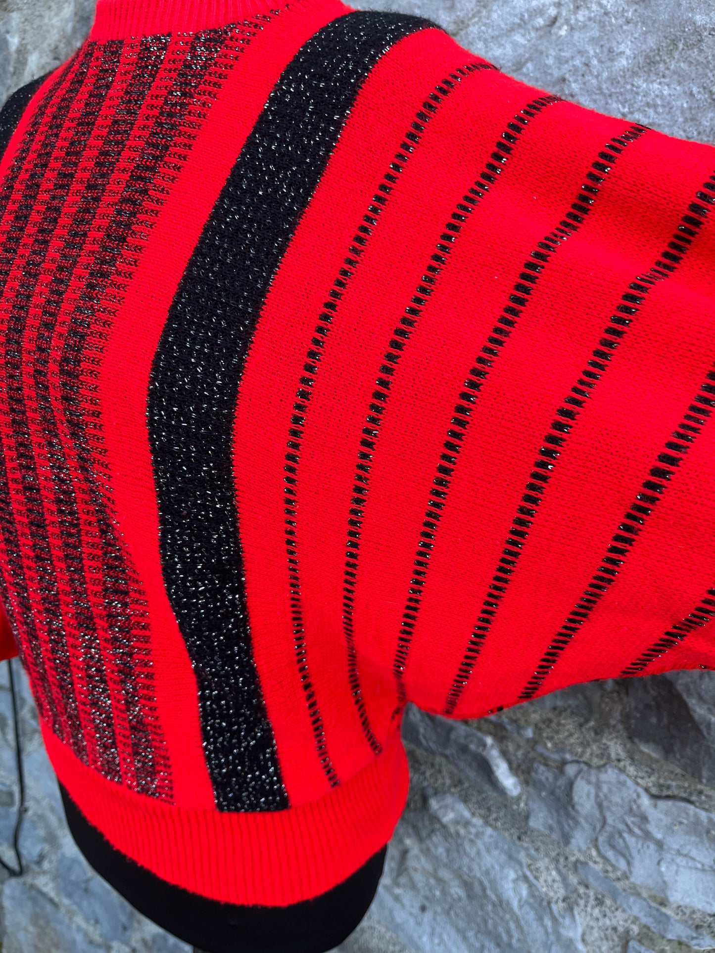 80s red stripy jumper uk 10-12