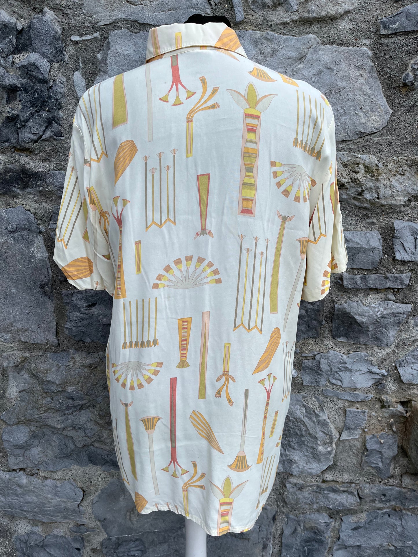 80s Egyptian print shirt S/M