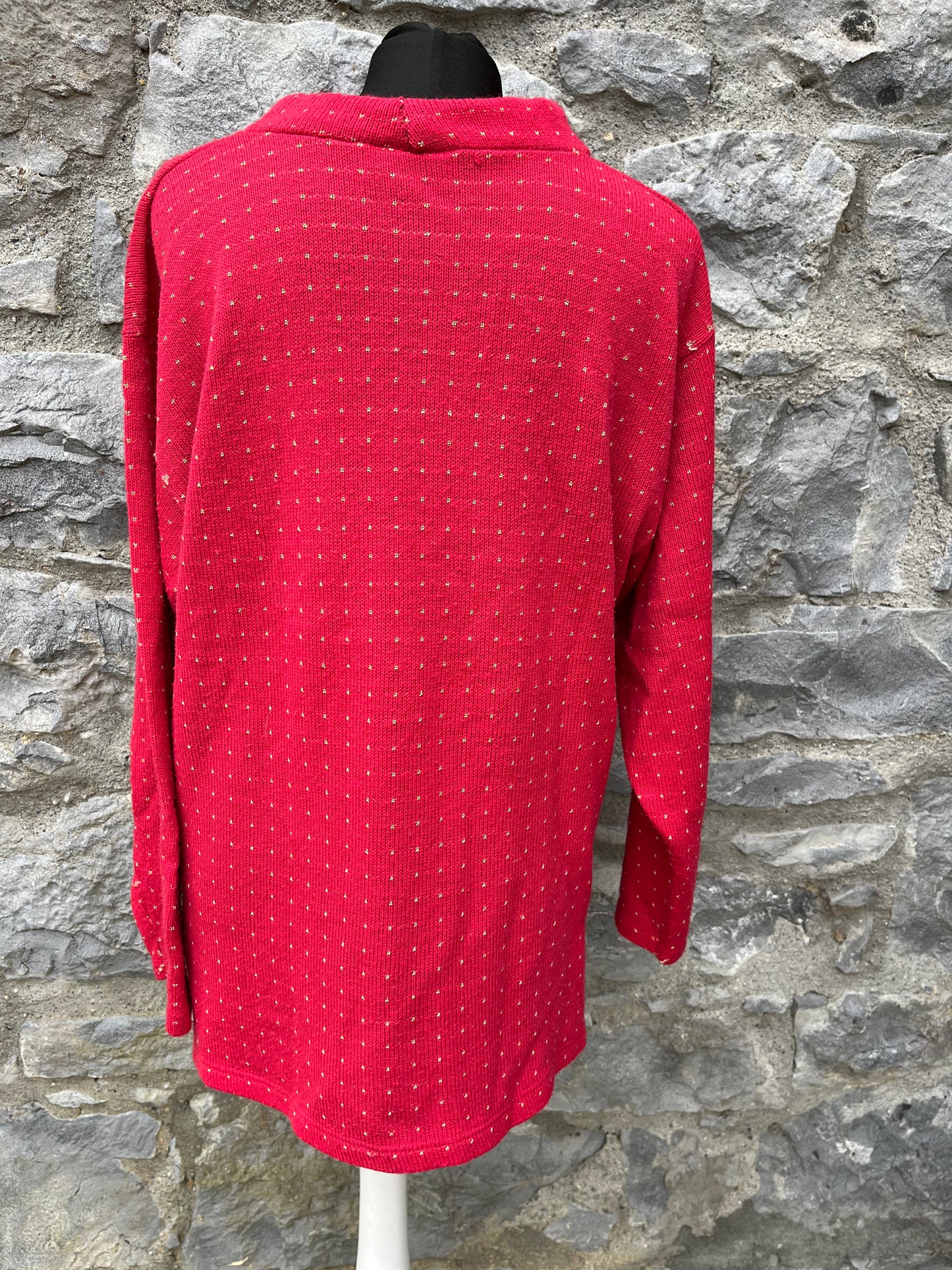 Gold dots red jumper uk 12