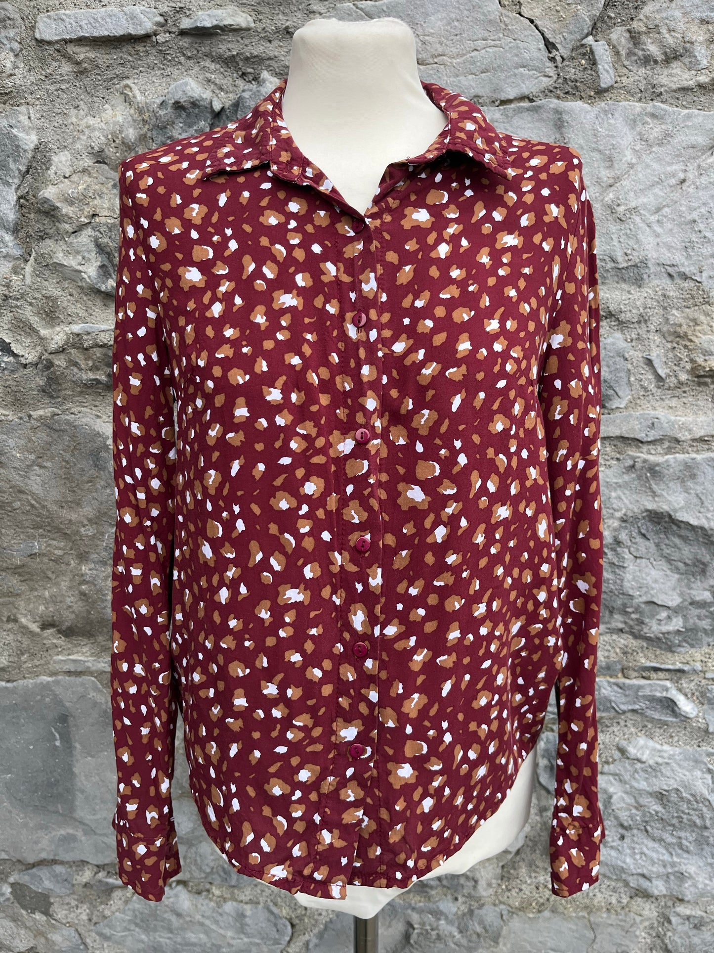 Maroon spotty shirt  uk 8-10