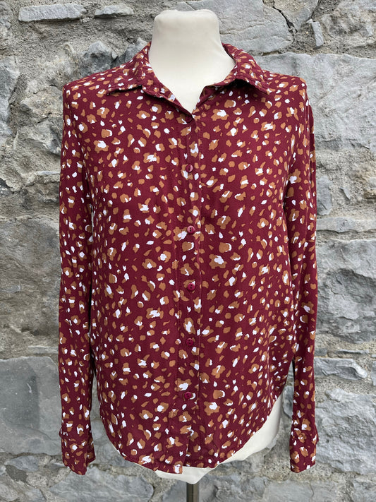 Maroon spotty shirt  uk 8-10