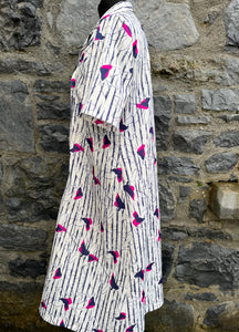 80s pink floral pattern dress uk 10-12