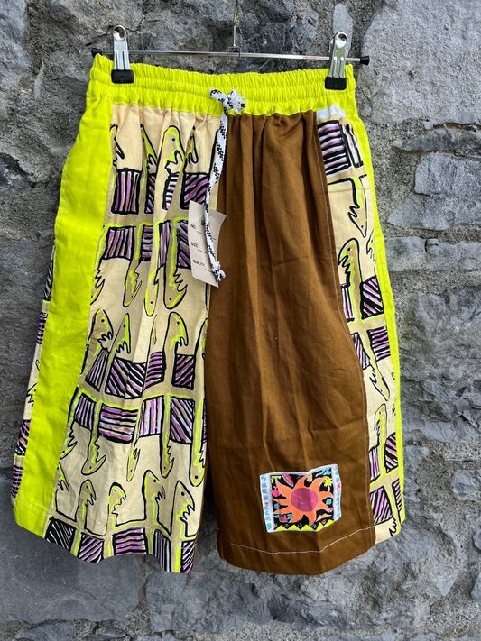 80s abstract brown shorts  XS