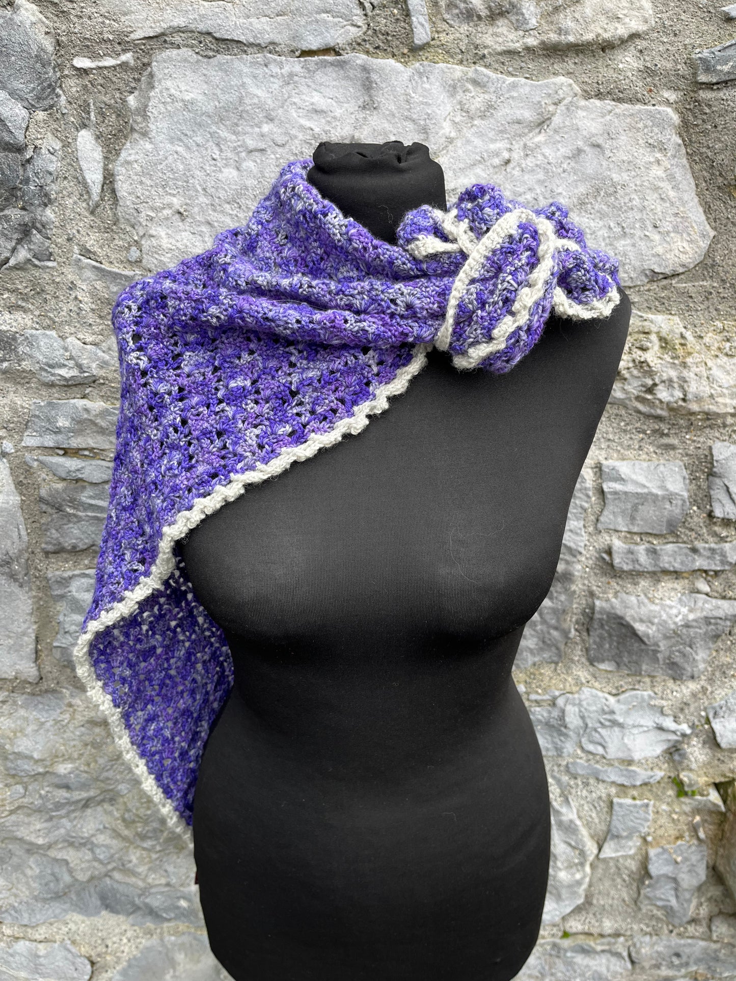 Purple knitted scarf