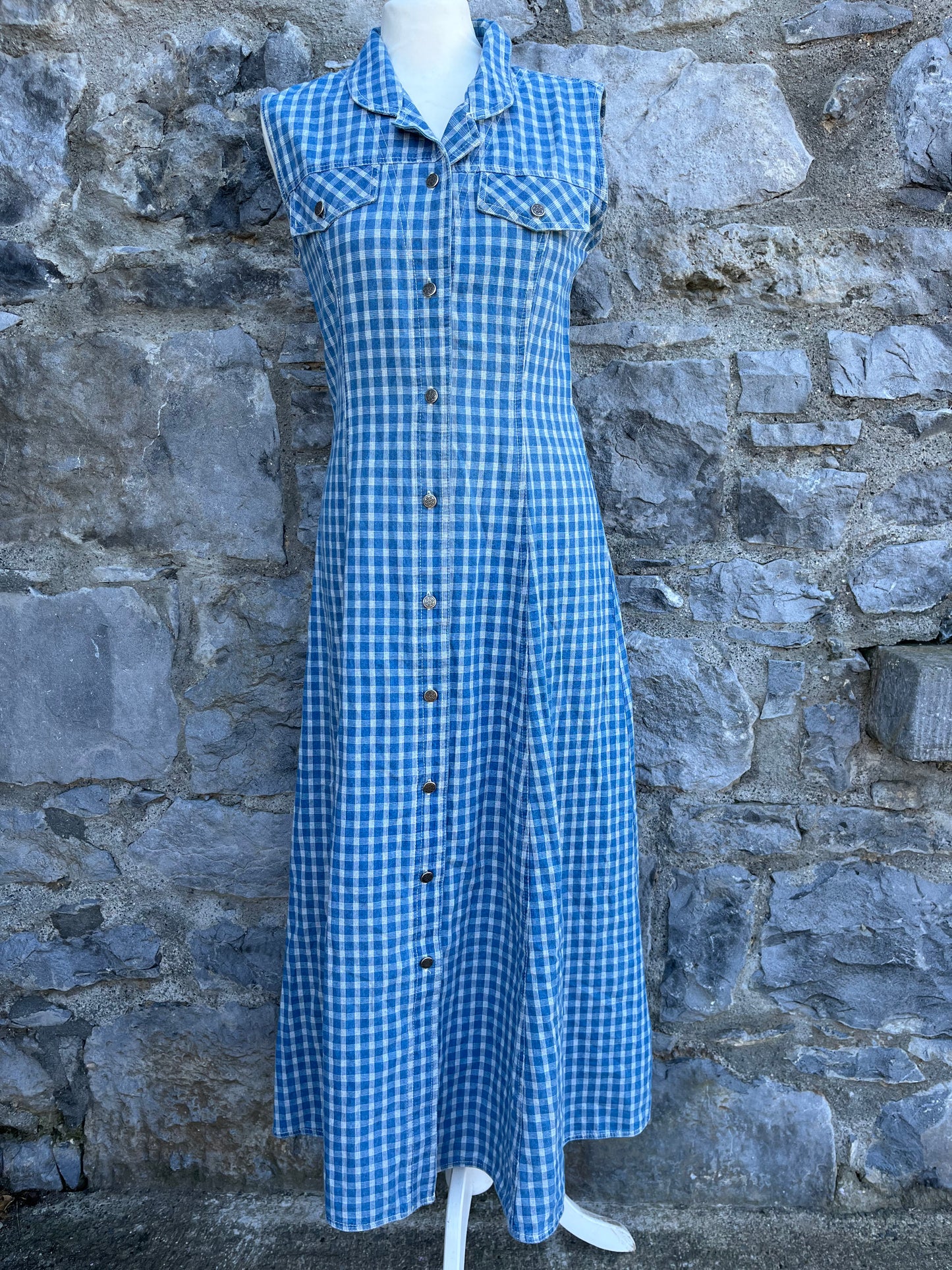 90s check denim dress uk 8