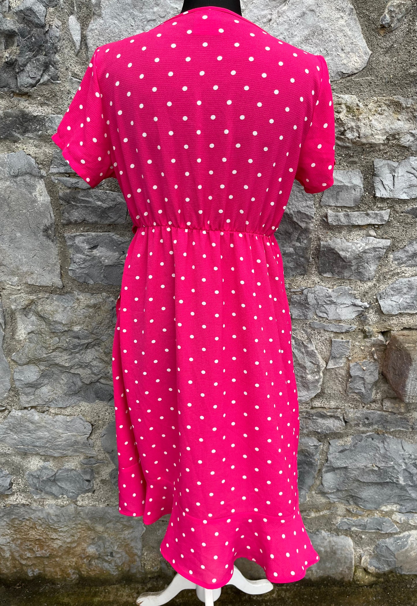 Pink polka dots maternity dress uk 10-12