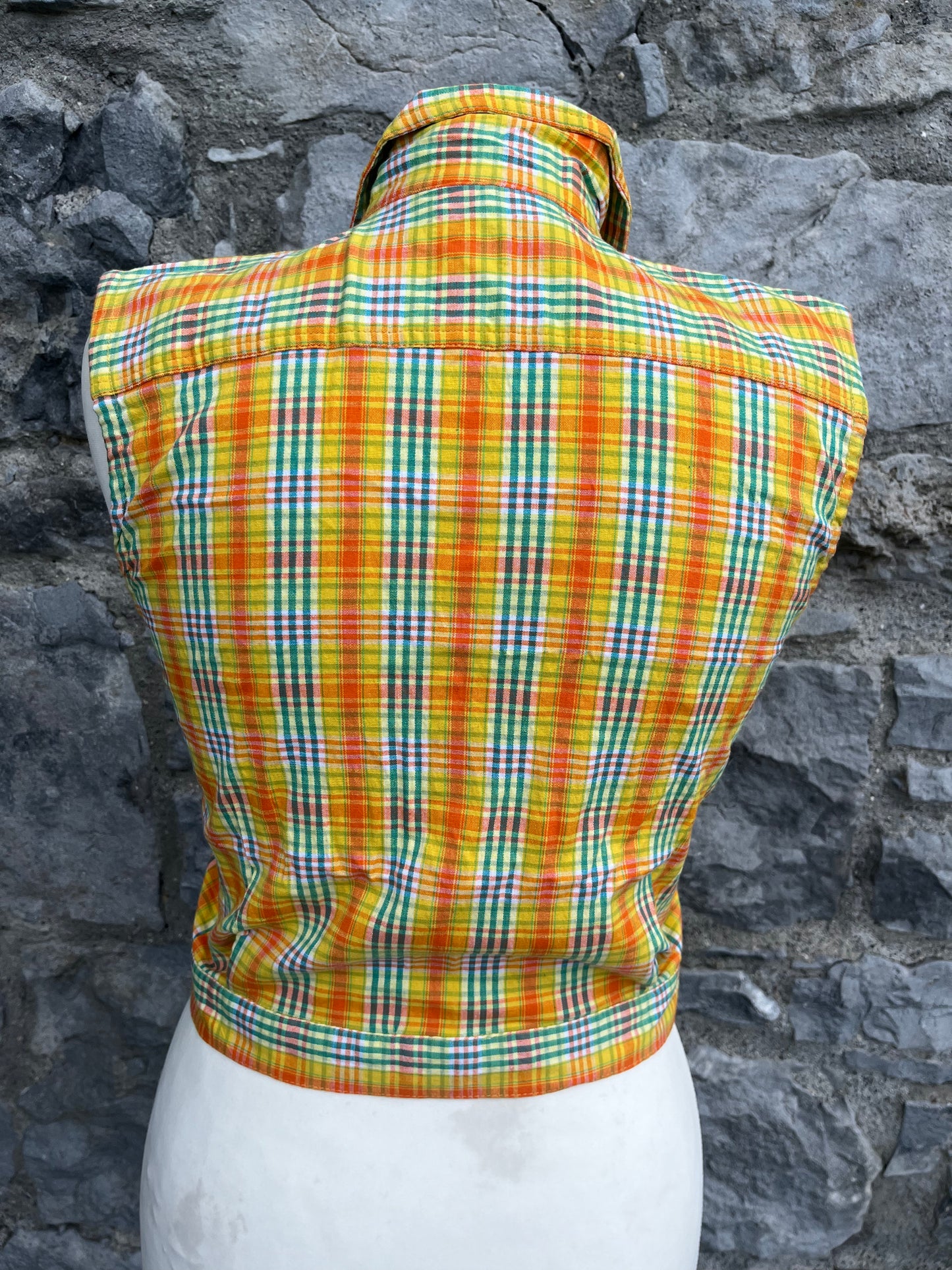 Yellow&green check top uk 6-8