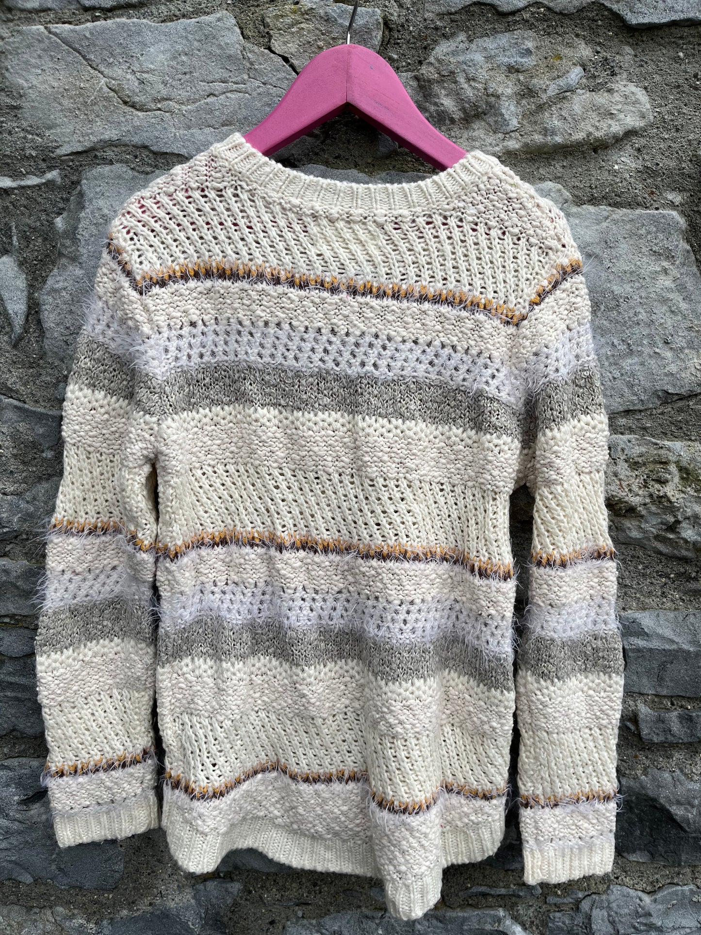 Beige stripy jumper   9-10y (134-140cm)