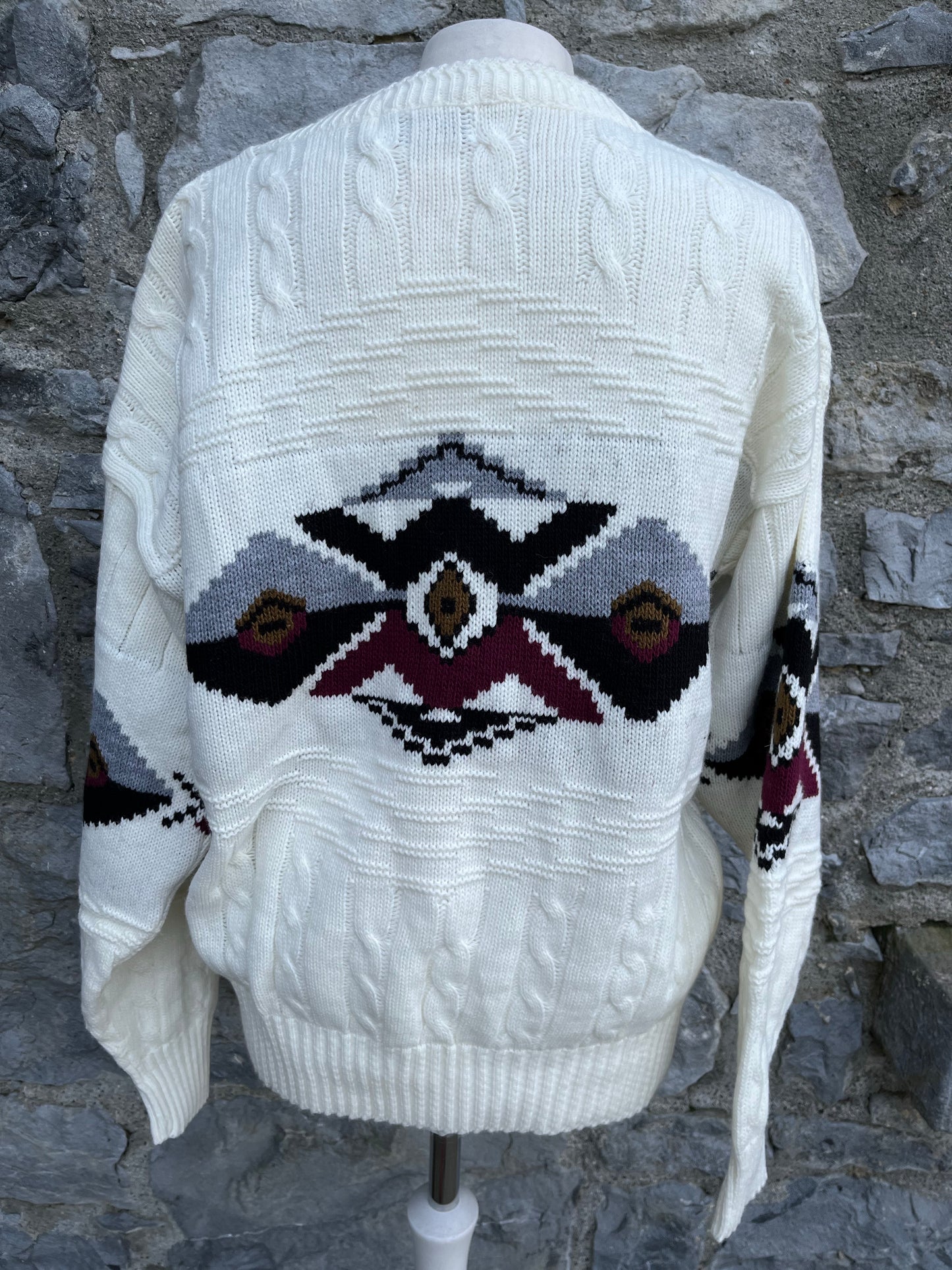 White Aztec print jumper Small