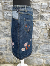 Load image into Gallery viewer, Embroidered denim skirt uk 10

