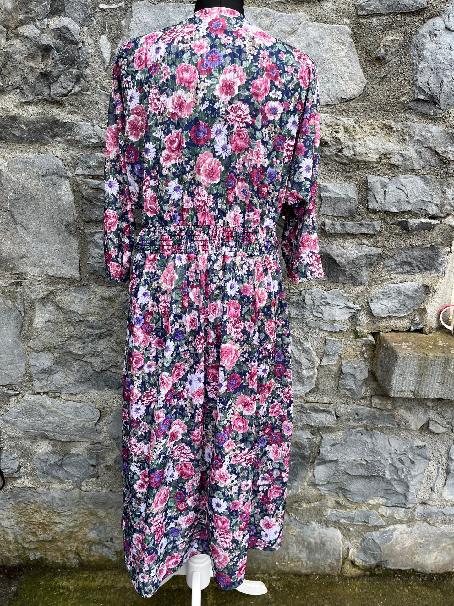 80s floral midi dress uk 12